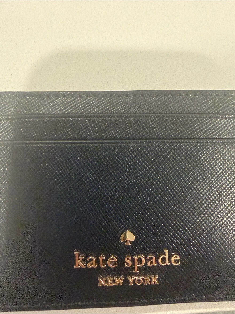 kate spade Black Saffiano Leather Card Case with Gold Logo